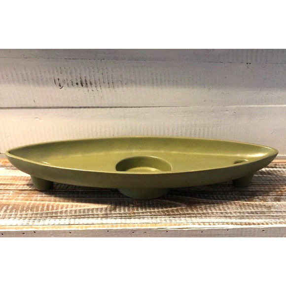 Vintage 1960 McCoy Floraline Centerpiece Candle Holder #409 MCM Green Matte - Picture 1 of 8
